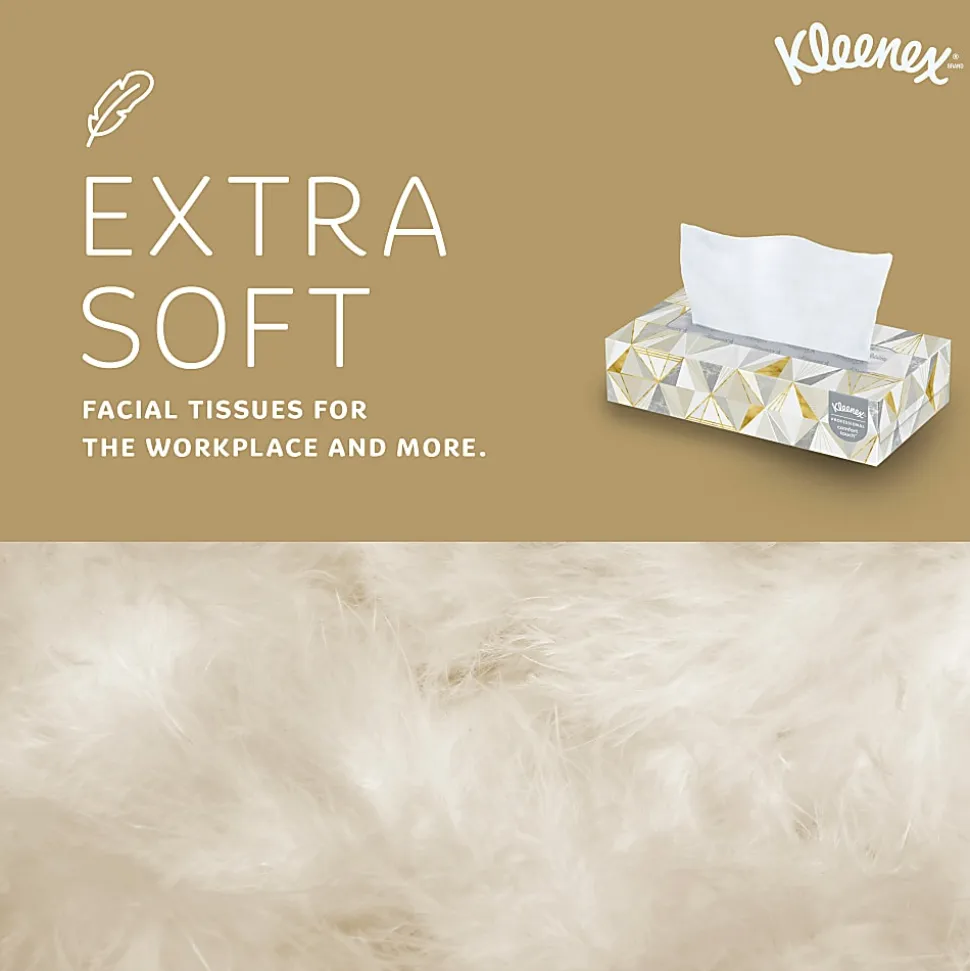 Kimberly Clark Kleenex Professional 2 Ply Facial Tissue, Flat Box, White, 125 Tissues Per Box, Case Of 12 Boxes