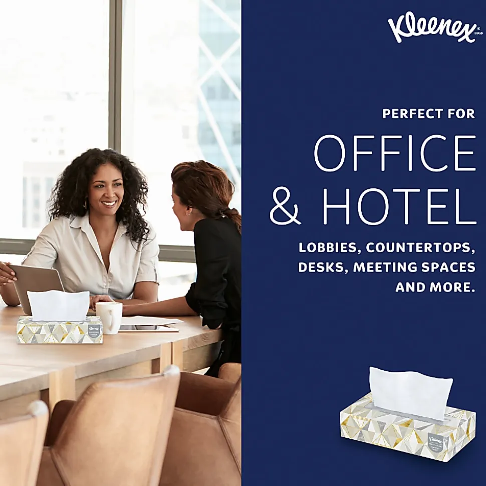 Kimberly Clark Kleenex Professional 2 Ply Facial Tissue, Flat Box, White, 125 Tissues Per Box, Case Of 12 Boxes