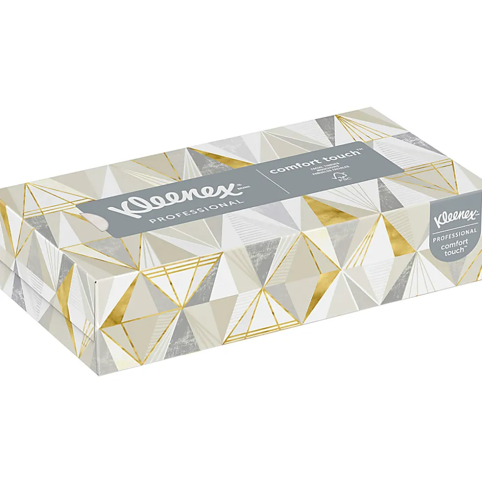 Kimberly Clark Kleenex Professional 2 Ply Facial Tissue, Flat Box, White, 125 Tissues Per Box, Case Of 12 Boxes