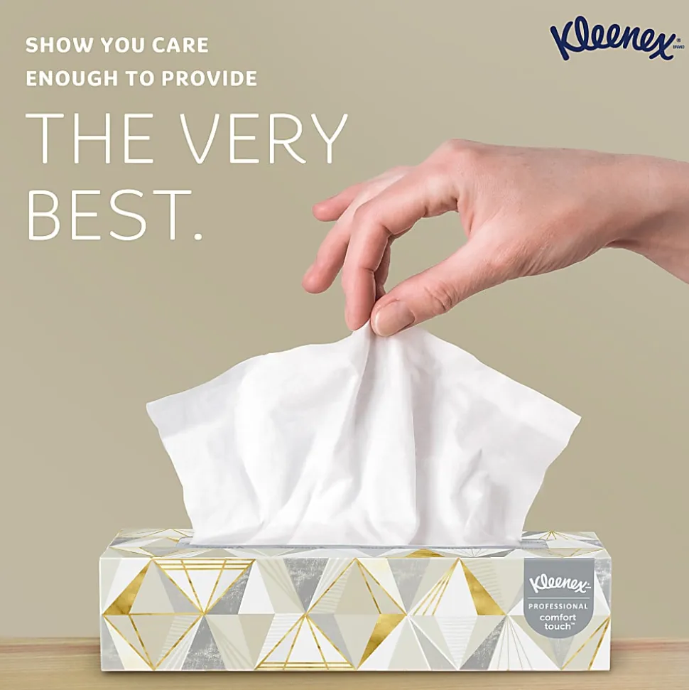 Kimberly Clark Kleenex Professional 2 Ply Facial Tissue, Flat Box, White, 125 Tissues Per Box, Case Of 12 Boxes