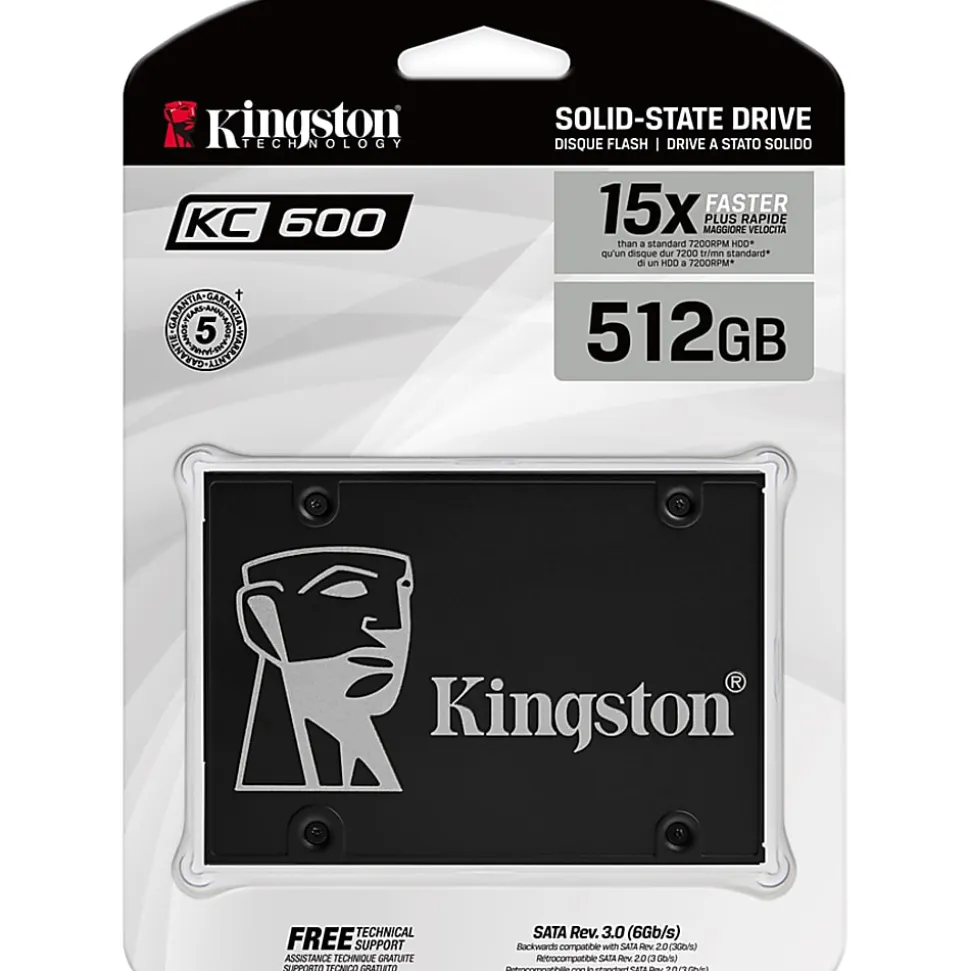 Kingston KC600 512 GB Solid State Drive - 2.5" Internal - SATA (SATA/600) - Desktop PC, Notebook Device Supported - SKC600512G