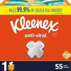 Kleenex® Anti-Viral Facial Tissue, 3-Ply, White, 55 Sheets/Box, 27 Boxes/Carton