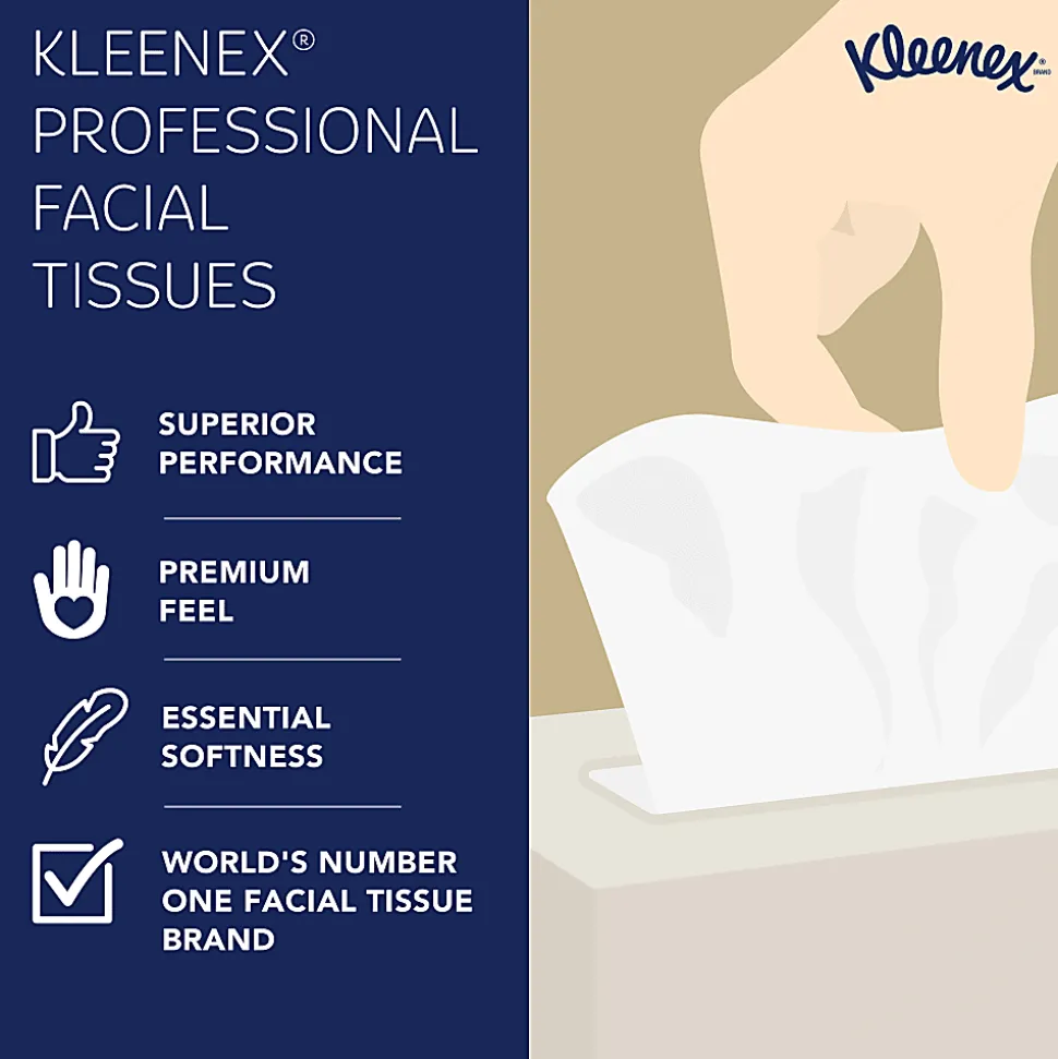 Kleenex® FSC Certified 2-Ply Facial Tissues, 8 2/5" x 8 3/5", White, 125 Tissues Per Box, Case Of 48 Boxes