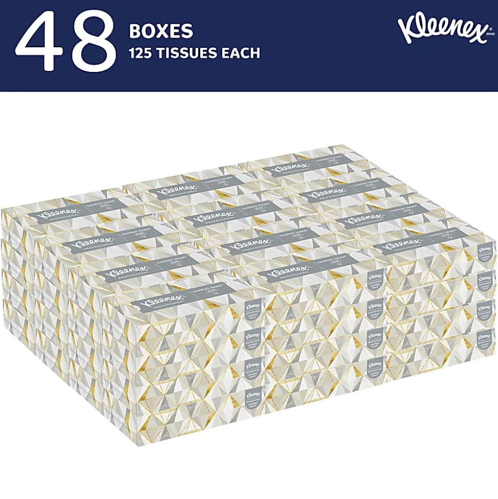 Kleenex® FSC Certified 2-Ply Facial Tissues, 8 2/5" x 8 3/5", White, 125 Tissues Per Box, Case Of 48 Boxes