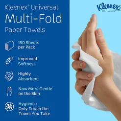 Kleenex Multifold Paper Towels (01890), White, 16 Packs / Case, 150 Tri Fold Paper Towels / Pack, 2,400 Towels / Case