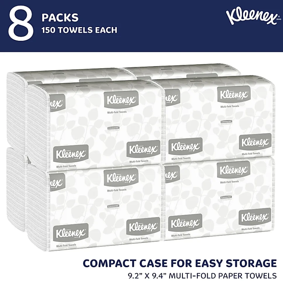 Kleenex® Multi-Fold 1-Ply Paper Towels, 150 Sheets per Bundle, 8 Bundles per Carton, 1200 Sheets Total