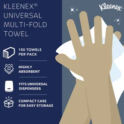 Kleenex® Multi-Fold 1-Ply Paper Towels, 150 Sheets per Bundle, 8 Bundles per Carton, 1200 Sheets Total