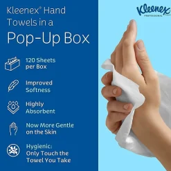 Kleenex®1-Ply Hand Towels in a Pop-Up Box, 120 Sheets Per Box, Pack Of 18 Boxes