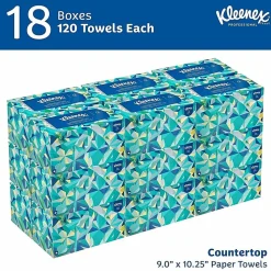 Kleenex®1-Ply Hand Towels in a Pop-Up Box, 120 Sheets Per Box, Pack Of 18 Boxes