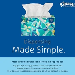 Kleenex®1-Ply Hand Towels in a Pop-Up Box, 120 Sheets Per Box, Pack Of 18 Boxes