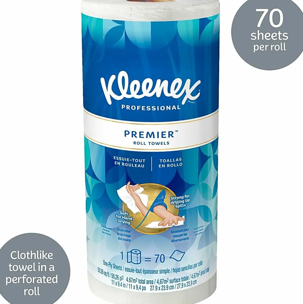 Kleenex® Premier 1-Ply Paper Towels , Perforated, 70 Sheets Per Roll, Pack of 24 Rolls
