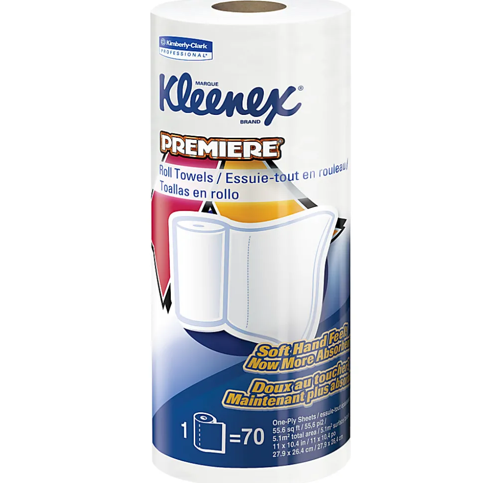 Kleenex® Premier 1-Ply Paper Towels , Perforated, 70 Sheets Per Roll, Pack of 24 Rolls