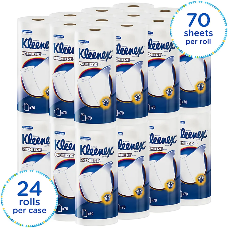 Kleenex® Premier 1-Ply Paper Towels , Perforated, 70 Sheets Per Roll, Pack of 24 Rolls