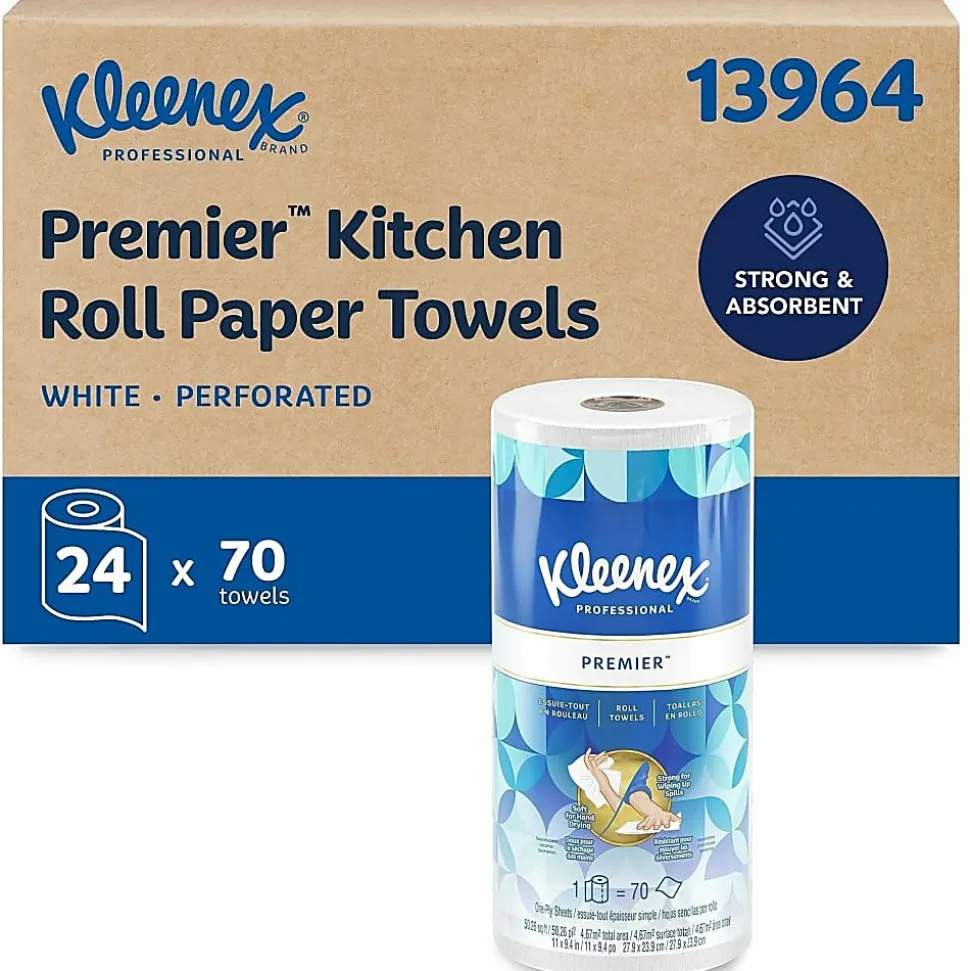 Kleenex® Premier 1-Ply Paper Towels , Perforated, 70 Sheets Per Roll, Pack of 24 Rolls
