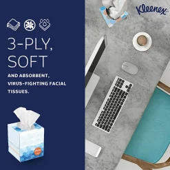 Kleenex® Professional Anti-Viral 3-Ply Facial Tissues, White, 55 Tissues Per Box, Pack Of 3 Boxes