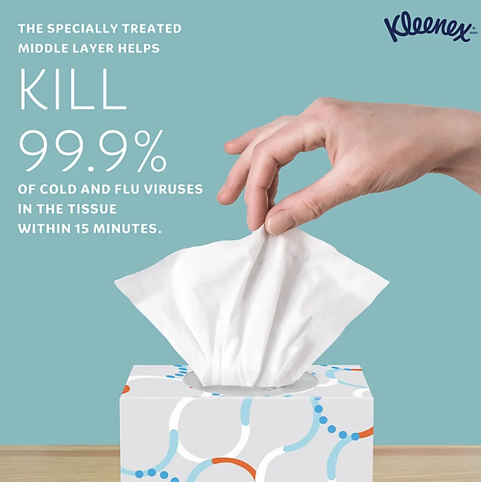 Kleenex® Professional Anti-Viral 3-Ply Facial Tissues, White, 55 Tissues Per Box, Pack Of 3 Boxes