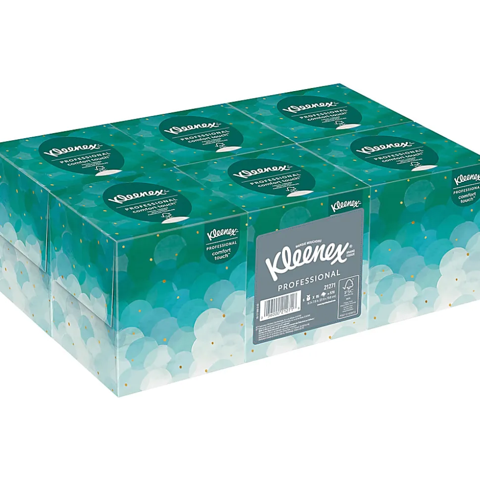 Kleenex® Professional Facial Tissue, Upright Facial Tissue Cube Boxes for Business, 90 Sheets, 6 Boxes