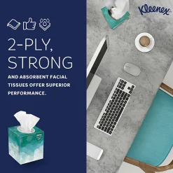 Kleenex® Professional Facial Tissue, Upright Facial Tissue Cube Boxes for Business, 90 Sheets, 6 Boxes