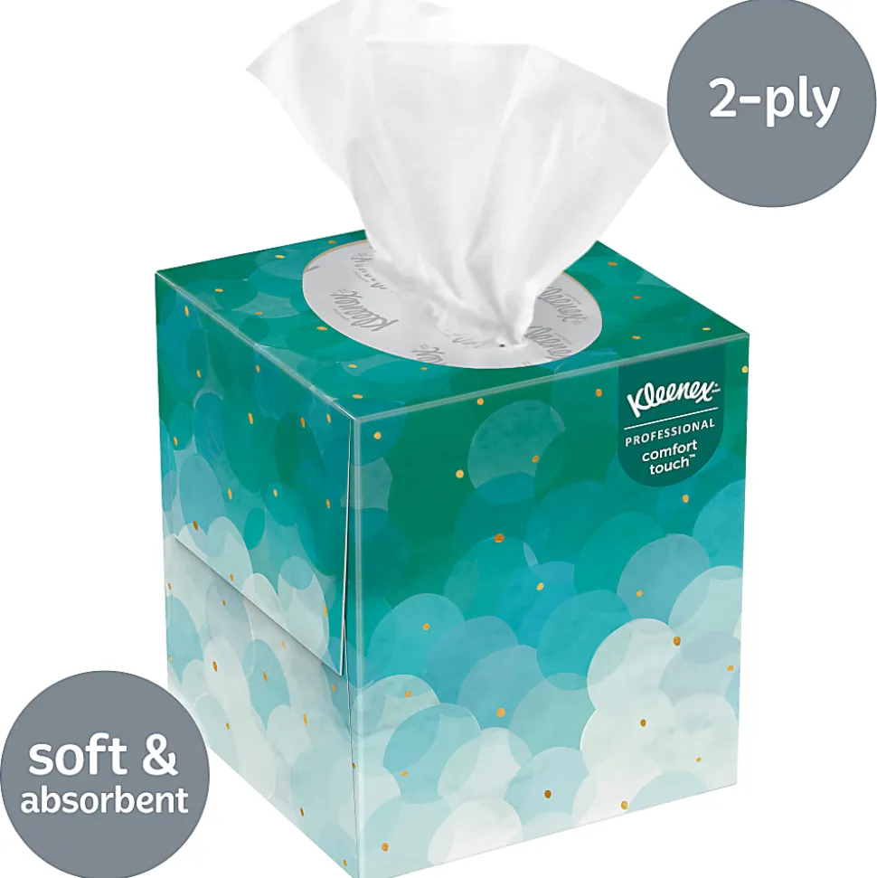 Kleenex® Professional Facial Tissue, Upright Facial Tissue Cube Boxes for Business, 90 Sheets, 6 Boxes
