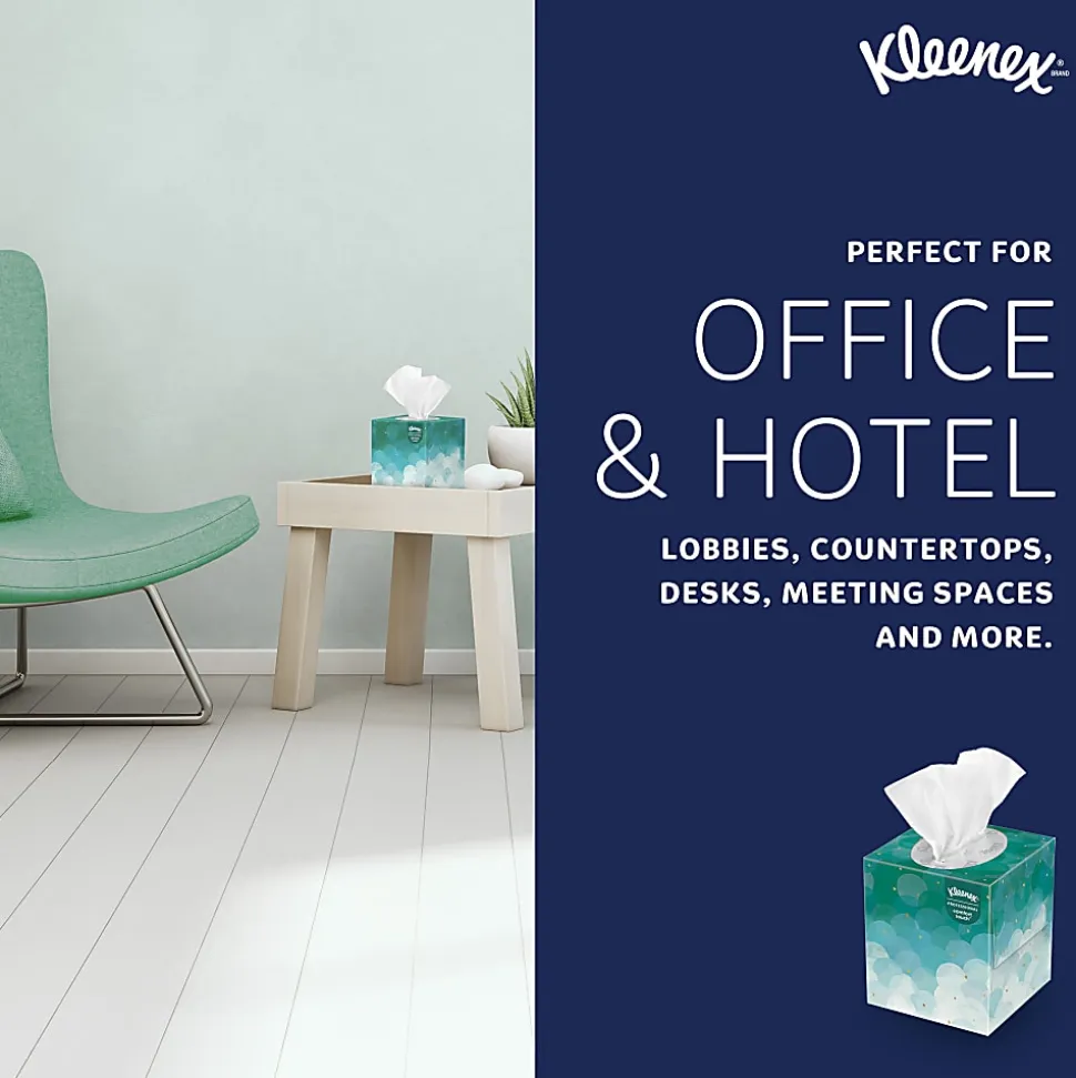 Kleenex® Professional Facial Tissue, Upright Facial Tissue Cube Boxes for Business, 90 Sheets, 6 Boxes