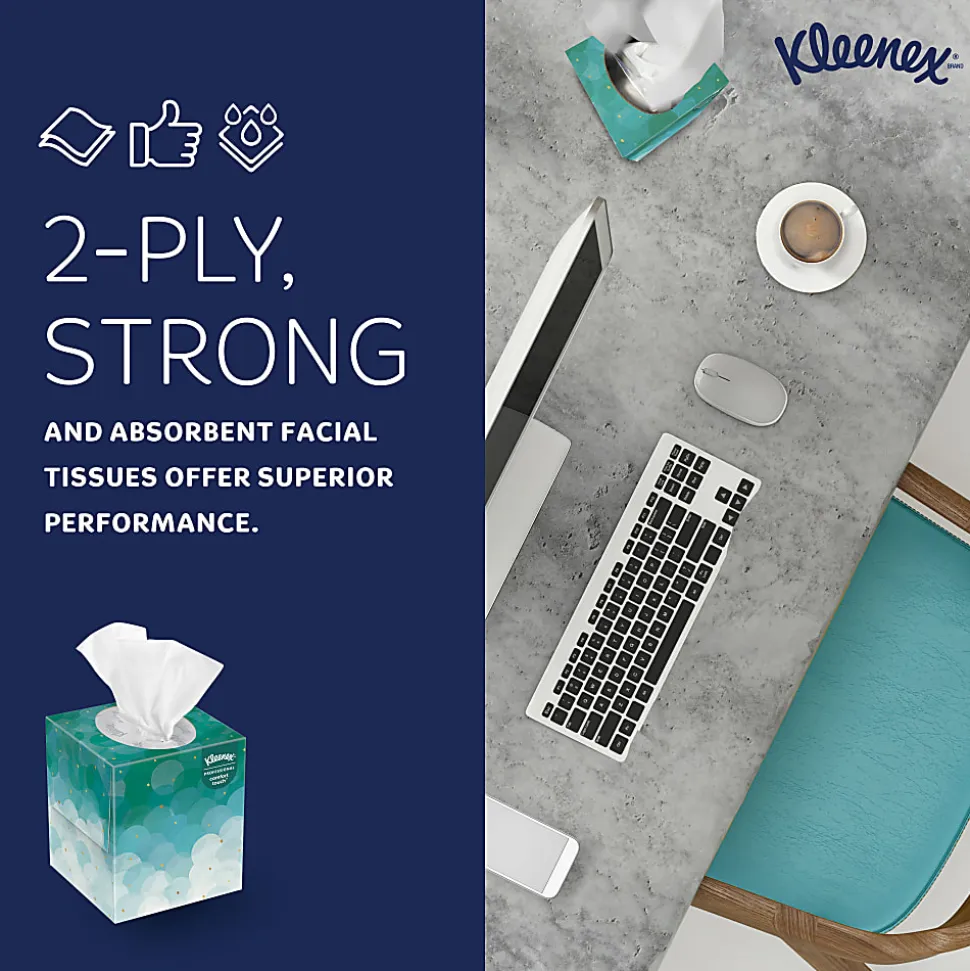 Kleenex® Professional Naturals Boutique Facial Tissue Cube, 90 Sheets Per Box, Case of 36 Boxes, 21270CT