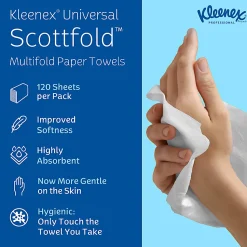 Kleenex® Scottfold™ Multifold 1-Ply Paper Towels with Fast-Drying Absorbency Pockets, White, 120 Sheets Per Pack, Case Of 25 Packs