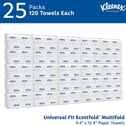 Kleenex® Scottfold™ Multifold 1-Ply Paper Towels with Fast-Drying Absorbency Pockets, White, 120 Sheets Per Pack, Case Of 25 Packs