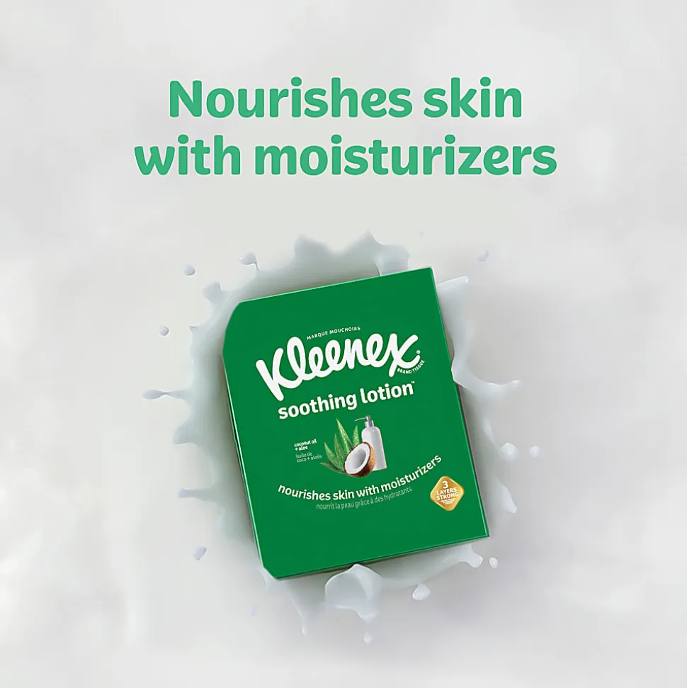 Kleenex® Soothing Lotion 3-Ply Tissues, White, 60 Tissues Per Box, Case Of 4 Boxes