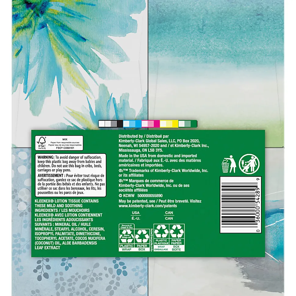 Kleenex® Soothing Lotion 3-Ply Tissues, White, 60 Tissues Per Box, Case Of 4 Boxes