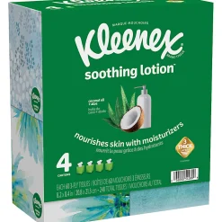 Kleenex® Soothing Lotion 3-Ply Tissues, White, 60 Tissues Per Box, Case Of 4 Boxes