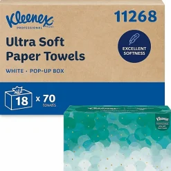 Kleenex® Ultra-Soft 1-Ply Paper Towels In Pop-Up Box, 70 Paper Sheets Per Pack, Case Of 18 Packs