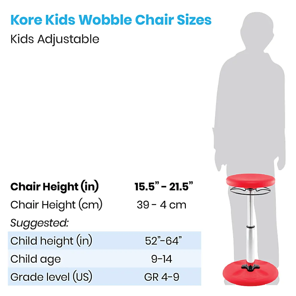 Kore Kids Adjustable Wobble Chair, 15-1/2" to 21-1/2"H, Blue