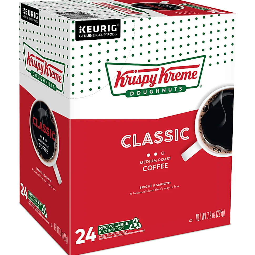 Krispy Kreme Classic Coffee Keurig Single Serve K-Cup Pods, Medium Roast, 24 Pods Per Pack, Case Of 4 Packs