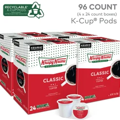 Krispy Kreme Classic Coffee Keurig Single Serve K-Cup Pods, Medium Roast, 24 Pods Per Pack, Case Of 4 Packs