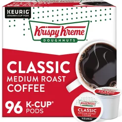 Krispy Kreme Classic Coffee Keurig Single Serve K-Cup Pods, Medium Roast, 24 Pods Per Pack, Case Of 4 Packs
