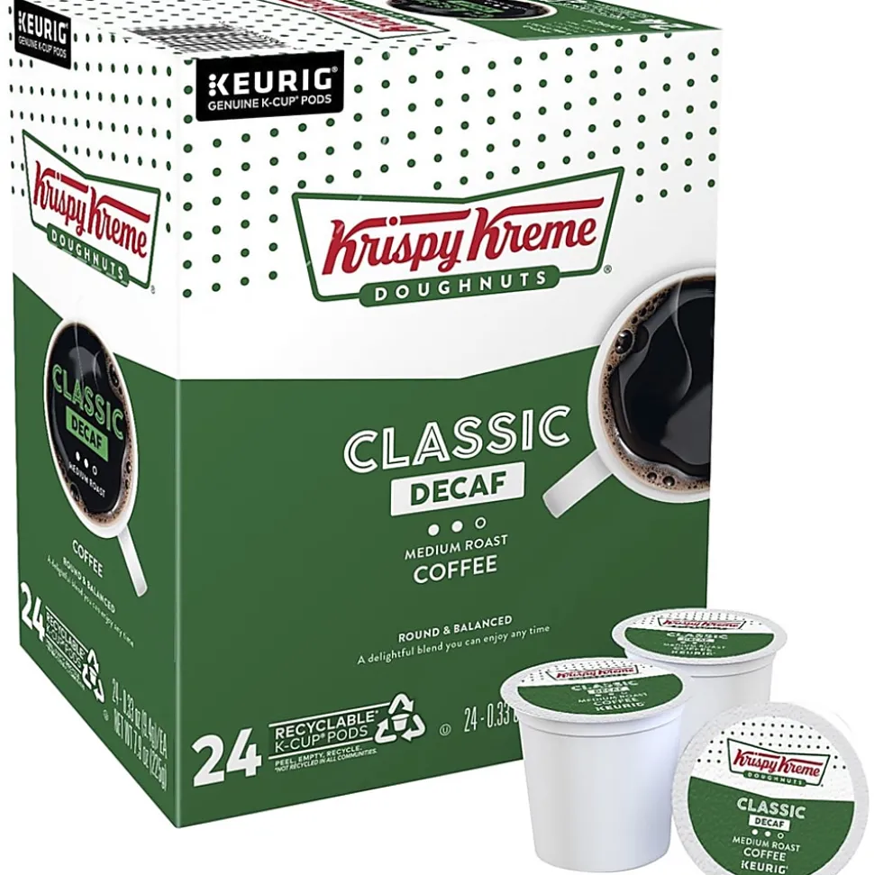 Krispy Kreme Doughnuts® Single-Serve Coffee K-Cup® Pods, Decaffeinated, Carton Of 24
