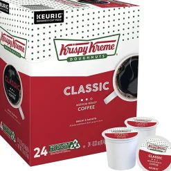 Krispy Kreme Doughnuts® Single-Serve Coffee K-Cup® Pods, Smooth Medium Roast, Carton Of 24