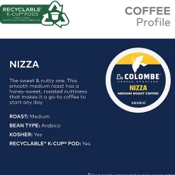 La Colombe® Nizza Medium Roast Coffee Keurig K-Cup Pods, Single Serve, Pack Of 20 Pods