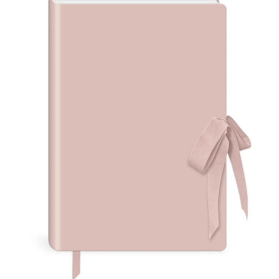 Lady Jayne Vegan Leather Softcover Journal With Grosgrain Bow, 5-7/8" x 8-1/4", Ruled, 160 Pages, Blush