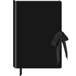 Lady Jayne Vegan Leather Softcover Journal With Grosgrain Bow, 5-7/8" x 8-1/4", Ruled, 160 Pages, Black
