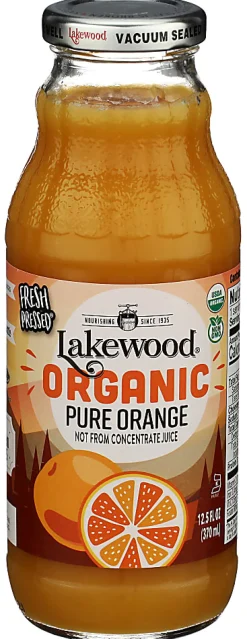 Lakewood Organic Pure Pressed Juice, Orange, 12.5 Oz, Total Qty 12