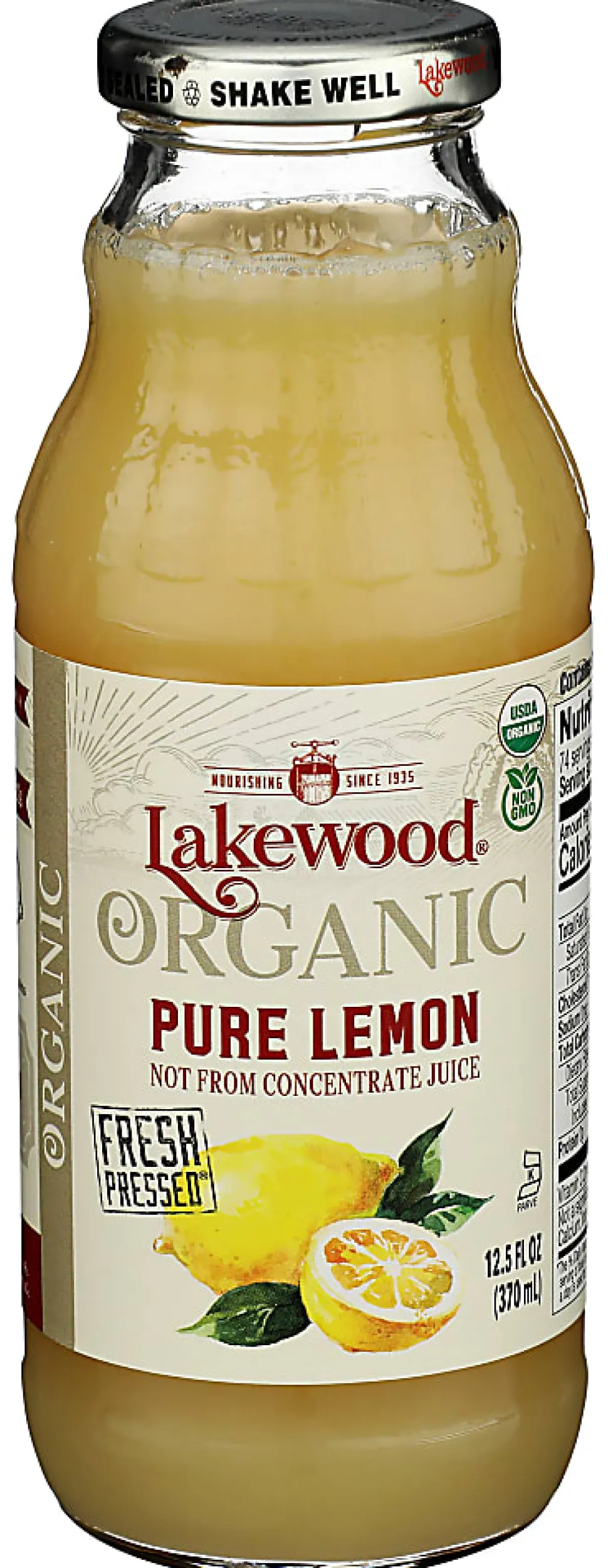 Lakewood Organic Pure Pressed Juice, Lemon, 12.5 Oz, Total Qty 12