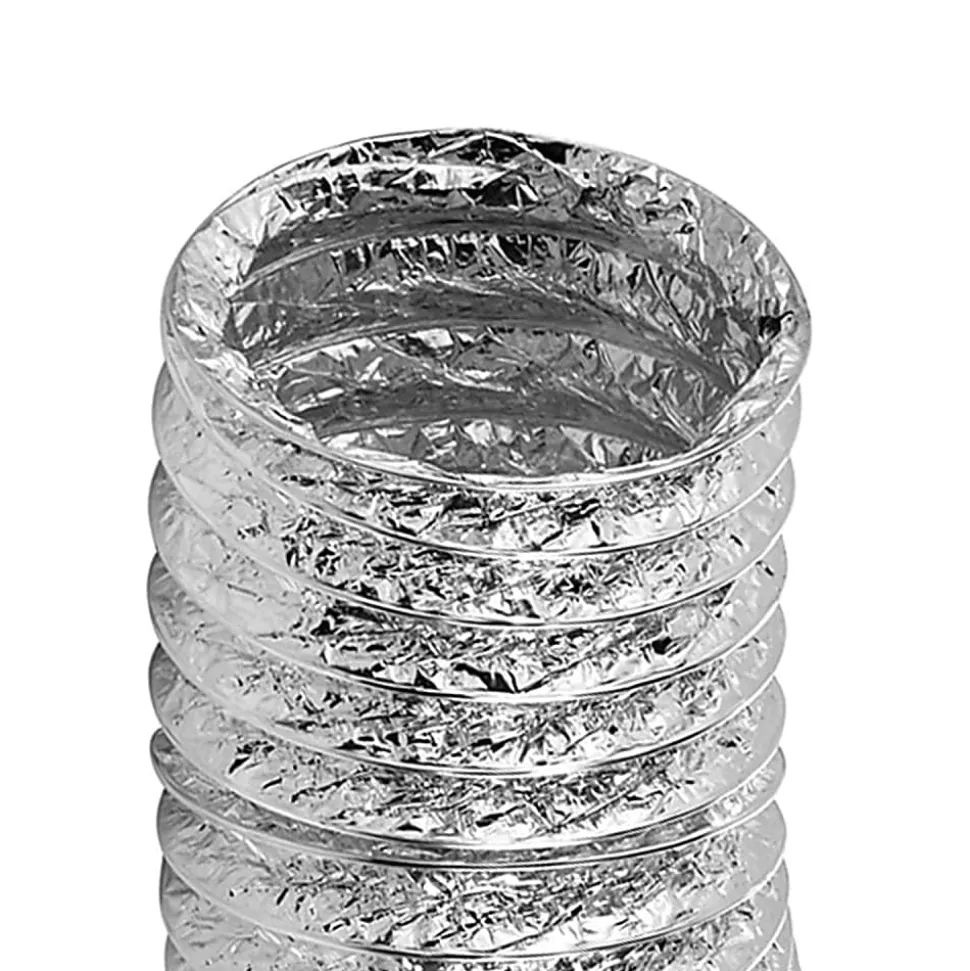 Lambro LamaFlex 4-Ply Aluminum Flex Duct For Bathroom Venting, Silver, 450/TD450