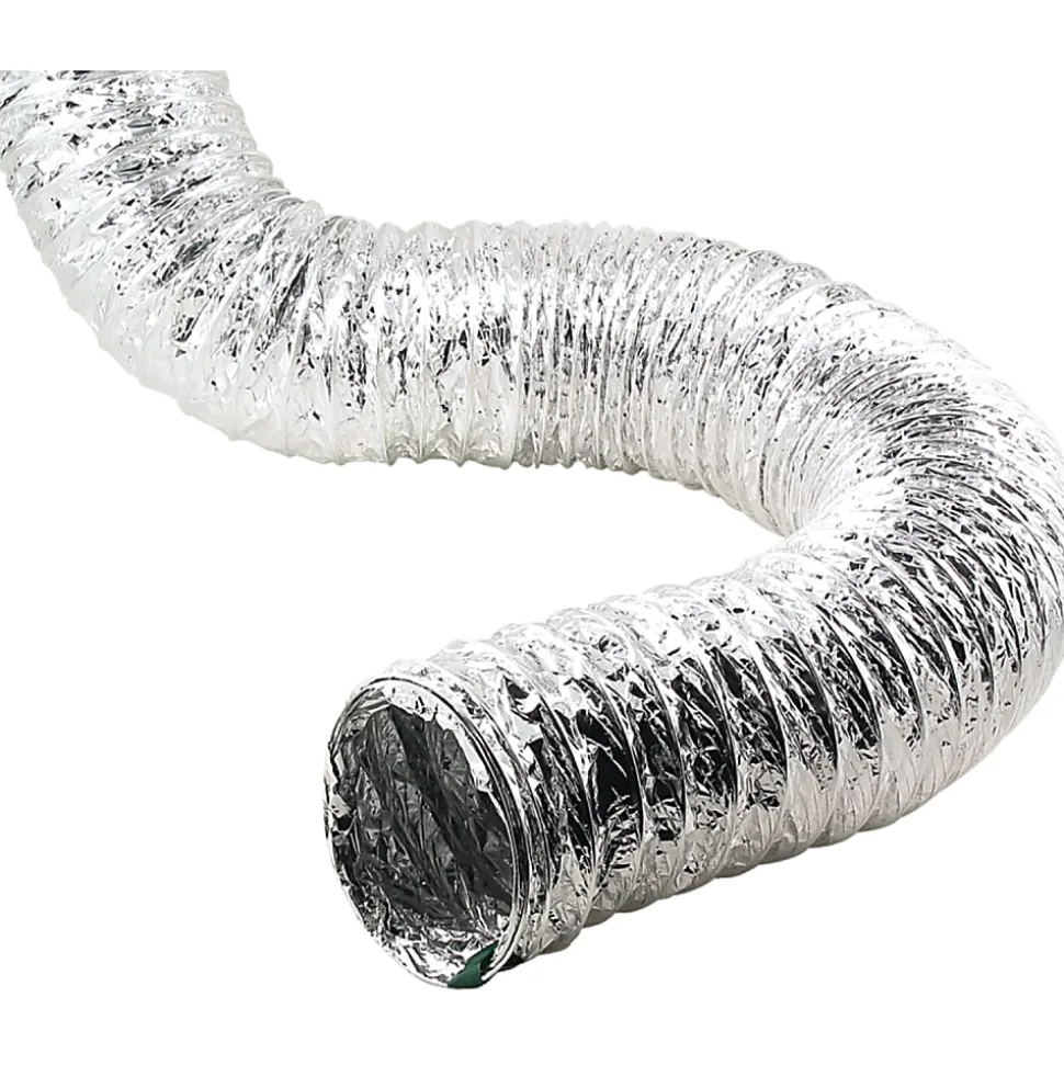 Lambro LamaFlex 4-Ply Aluminum Flex Duct For Bathroom Venting, Silver, 450/TD450