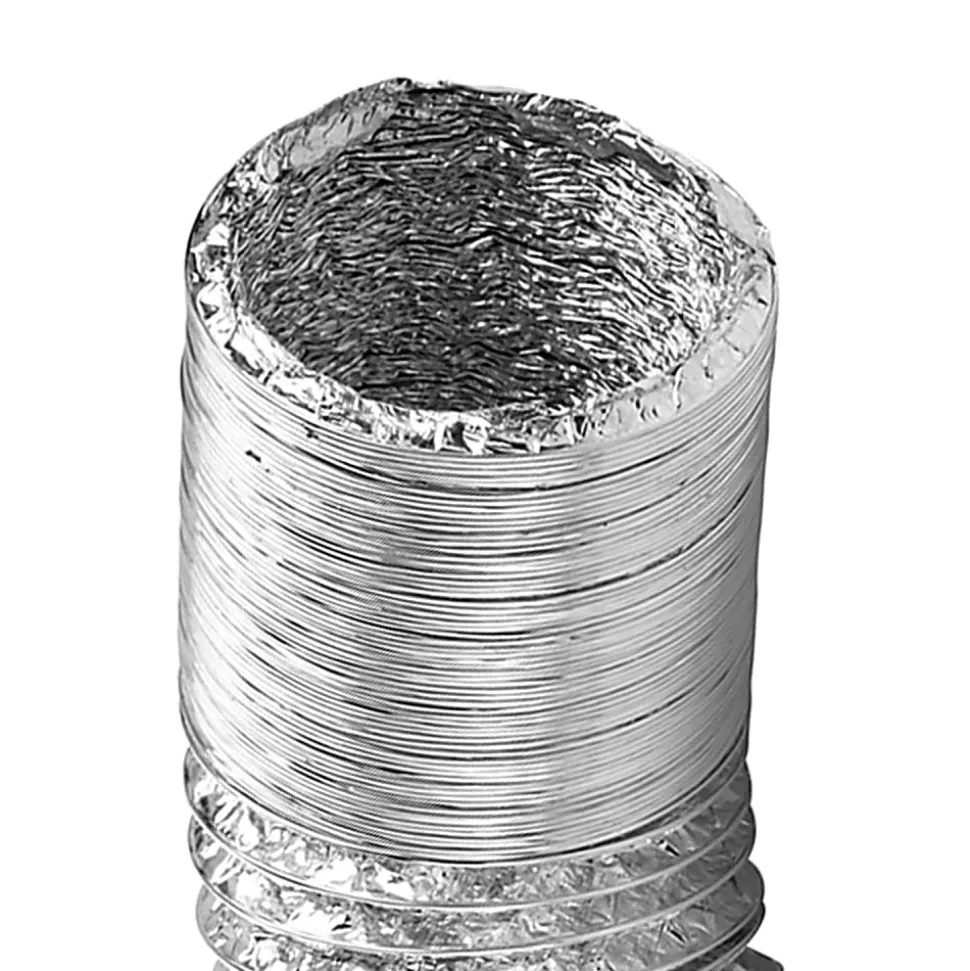 Lambro LamaFlex 4-Ply Aluminum Flex Duct For Bathroom Venting, Silver, 450/TD450