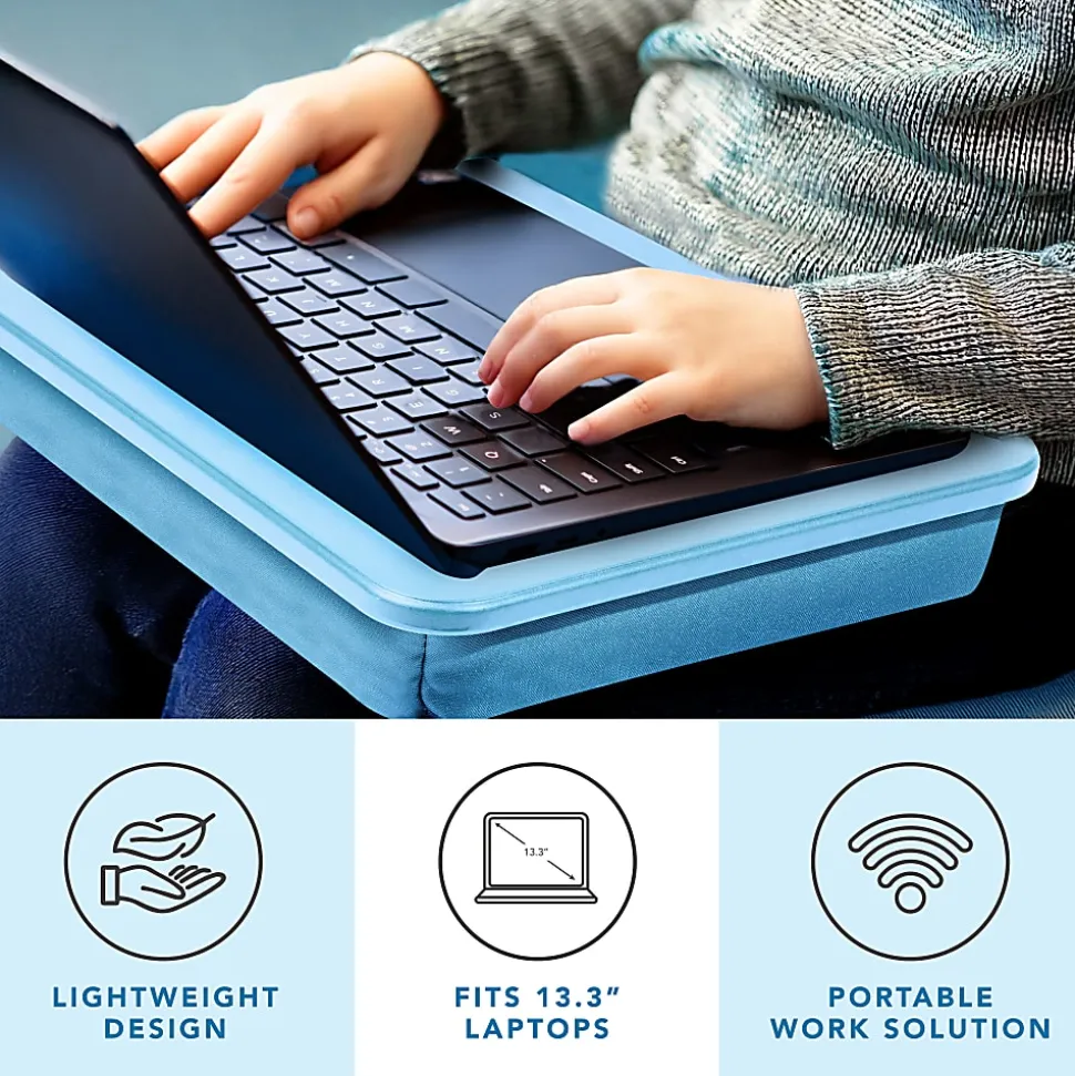 LapGear Compact Lap Desk With Cushioned Zipper Storage Pouch, 14-1/2" x 10-1/2", Blue