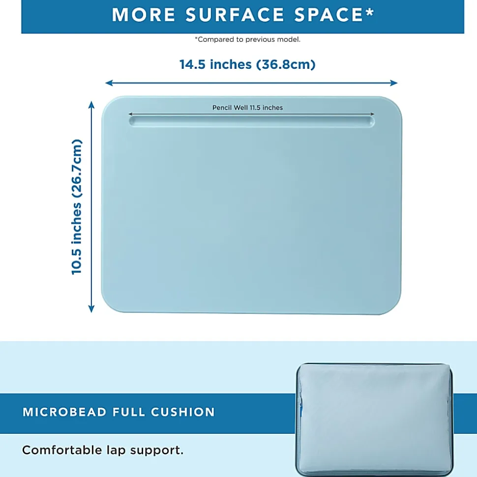 LapGear Compact Lap Desk With Cushioned Zipper Storage Pouch, 14-1/2" x 10-1/2", Blue