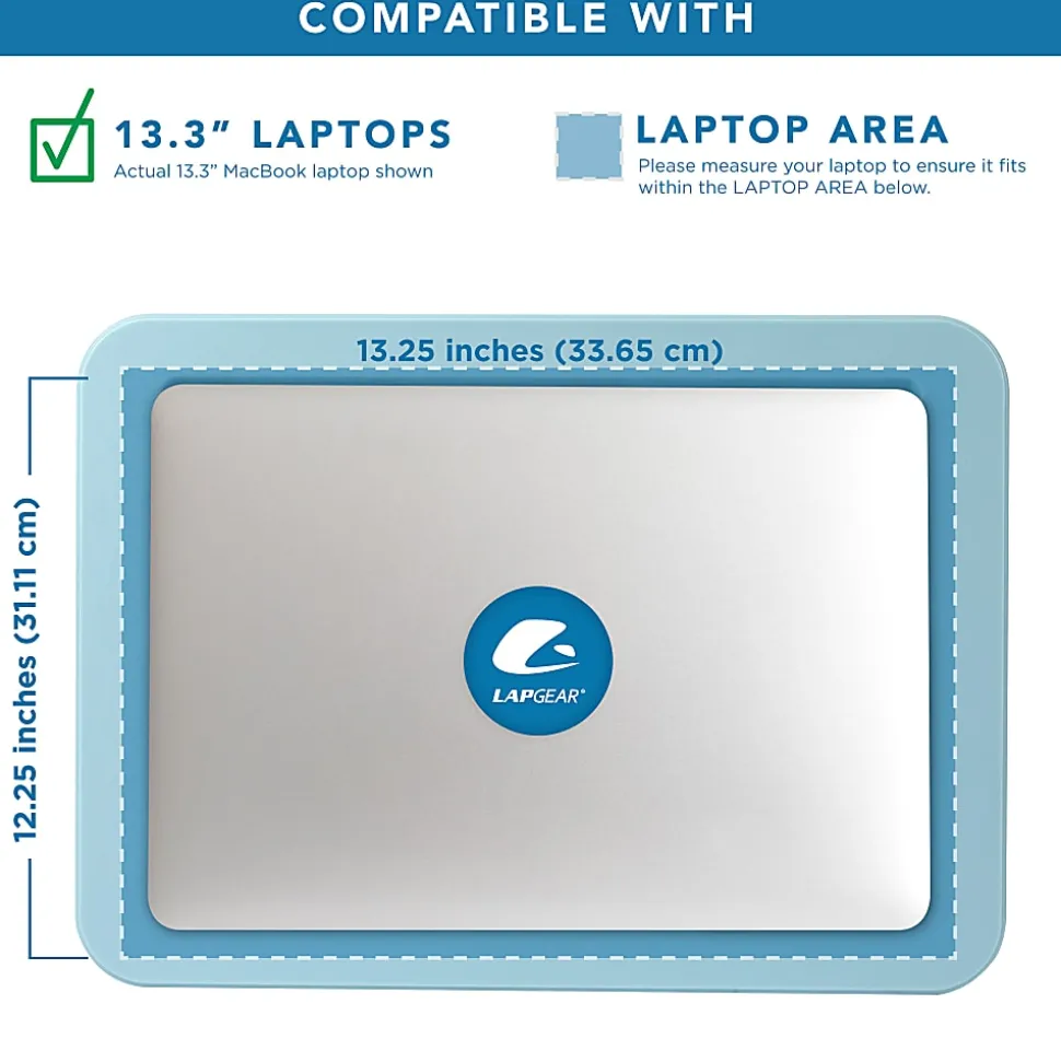 LapGear Compact Lap Desk With Cushioned Zipper Storage Pouch, 14-1/2" x 10-1/2", Blue