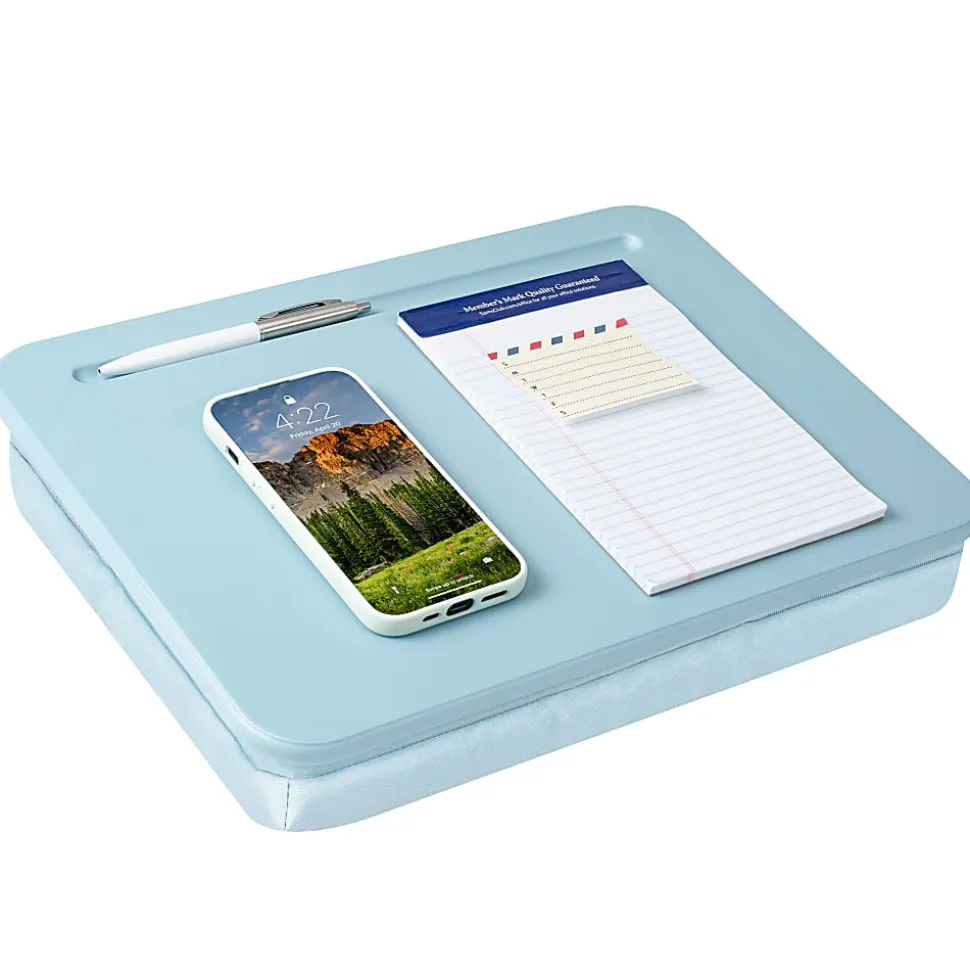 LapGear Compact Lap Desk With Cushioned Zipper Storage Pouch, 14-1/2" x 10-1/2", Blue