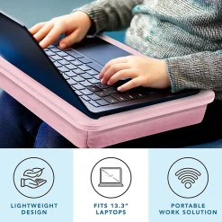 LapGear Compact Lap Desk With Cushioned Zipper Storage Pouch, 14-1/2" x 10-1/2", Pink
